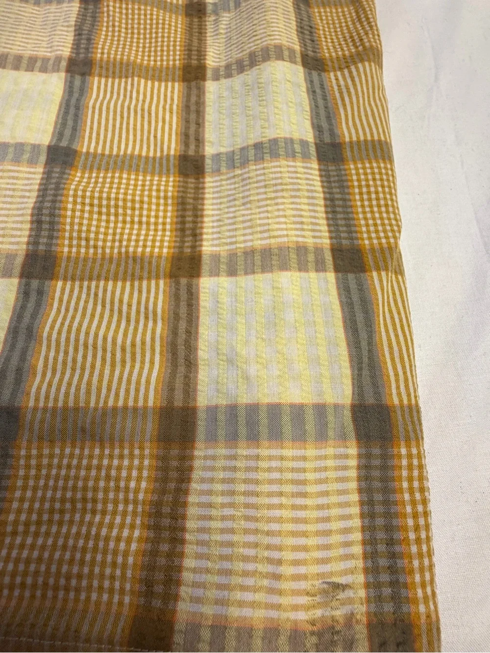 Men's Plaid Button-Up Shirt - Yellow & Brown